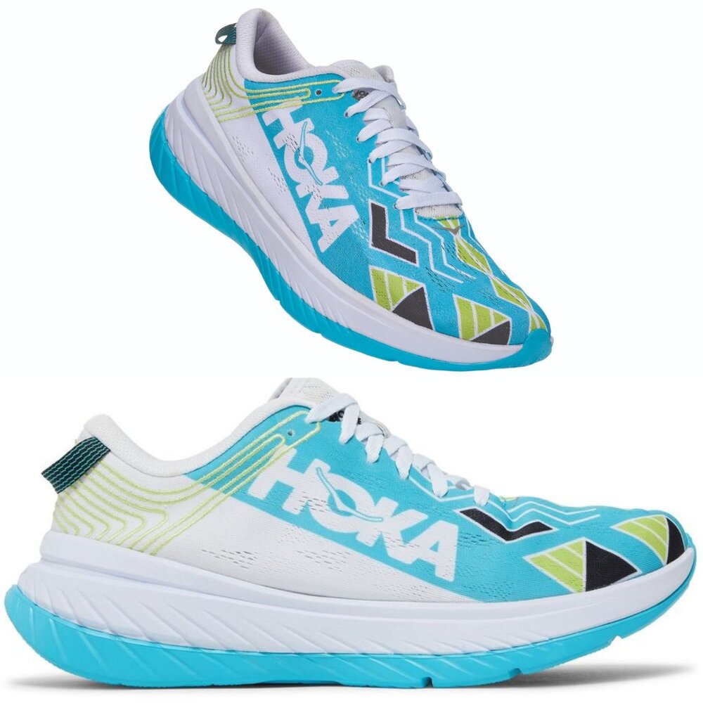 Hoka Women's Teal White Neon Green Athletic Running Shoes